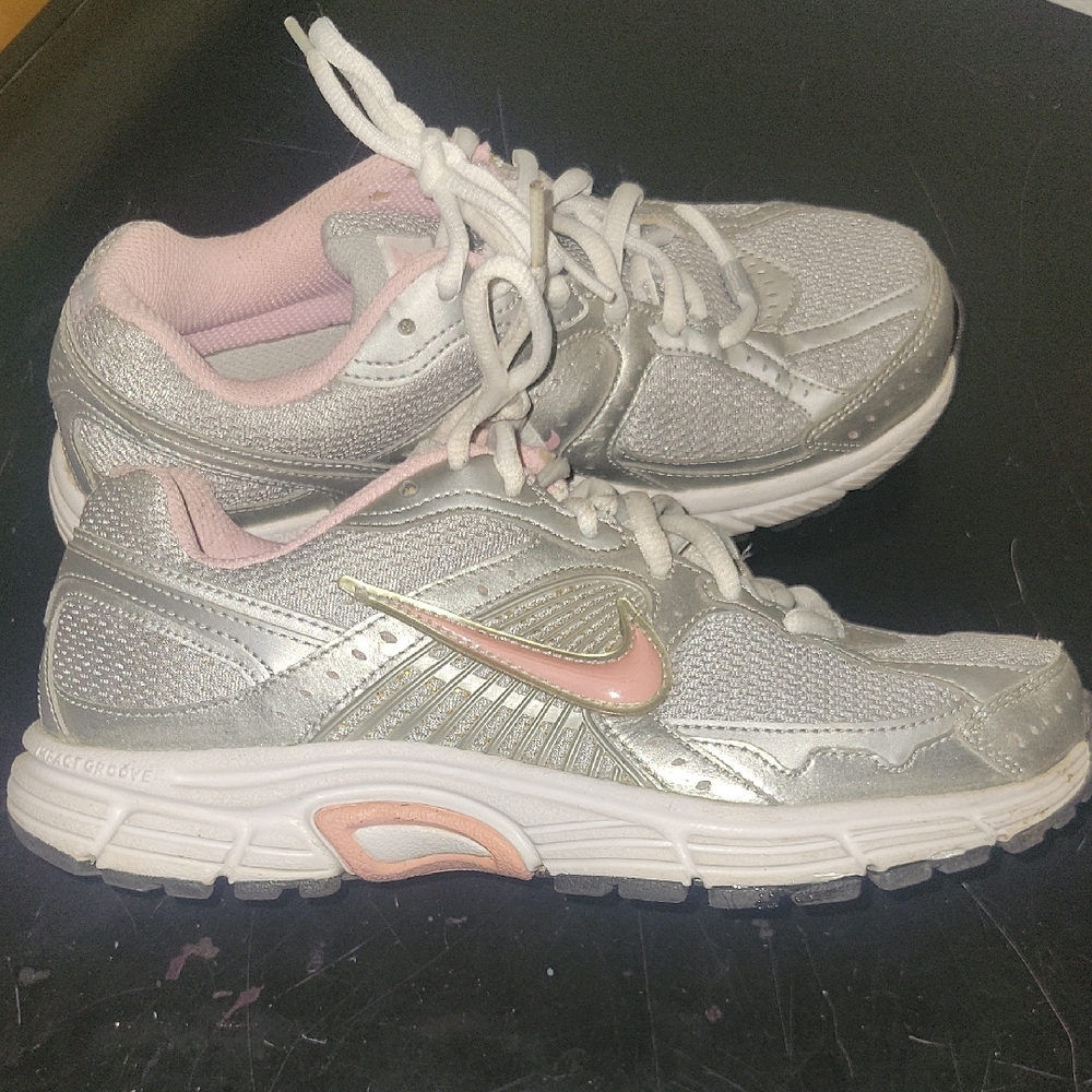 Womens Nike Metallic Silver and Pink Sneakers